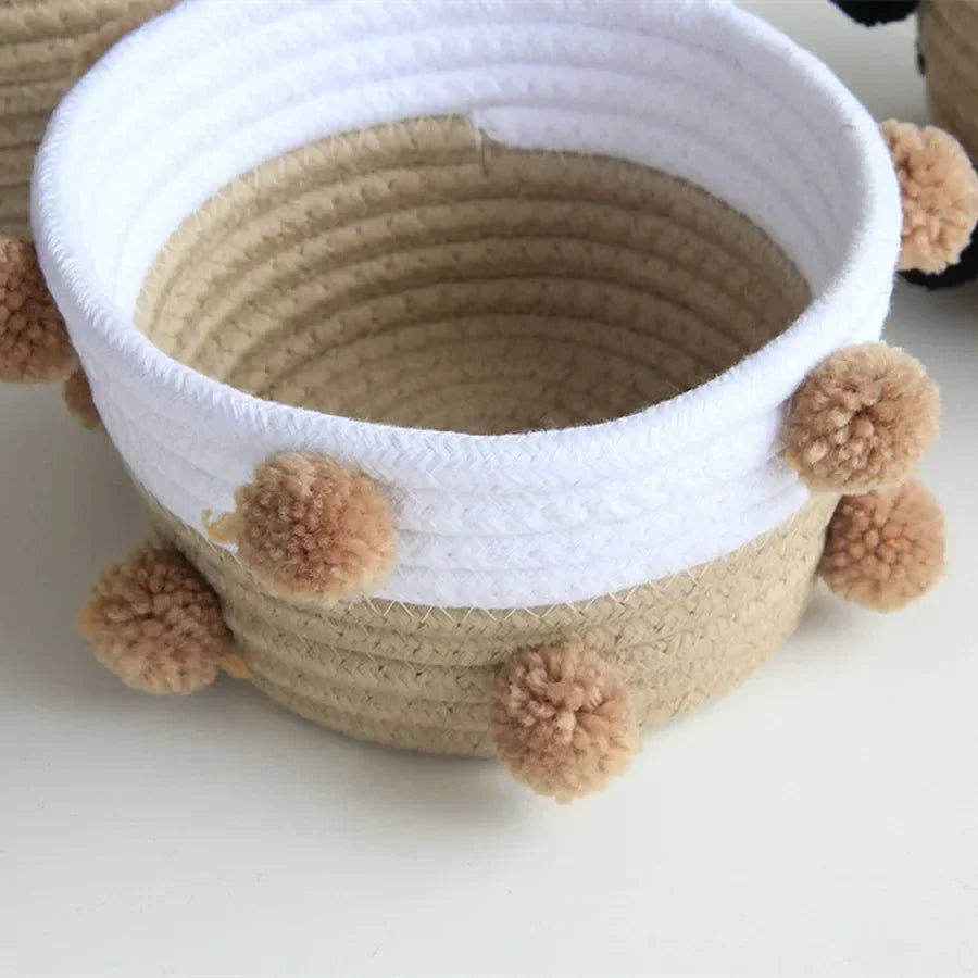 paniers de rangement en corde de coton pour organisation maison - vue 3 sur 7