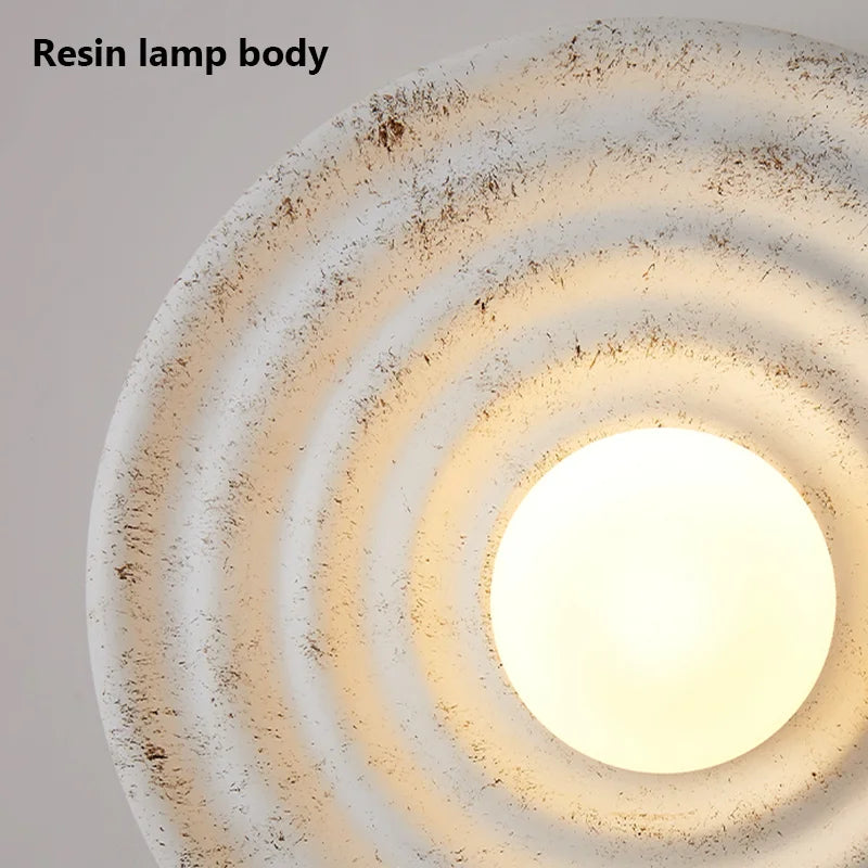 applique murale led wabi-sabi ronde décoration style japonais rétro - vue 5 sur 8