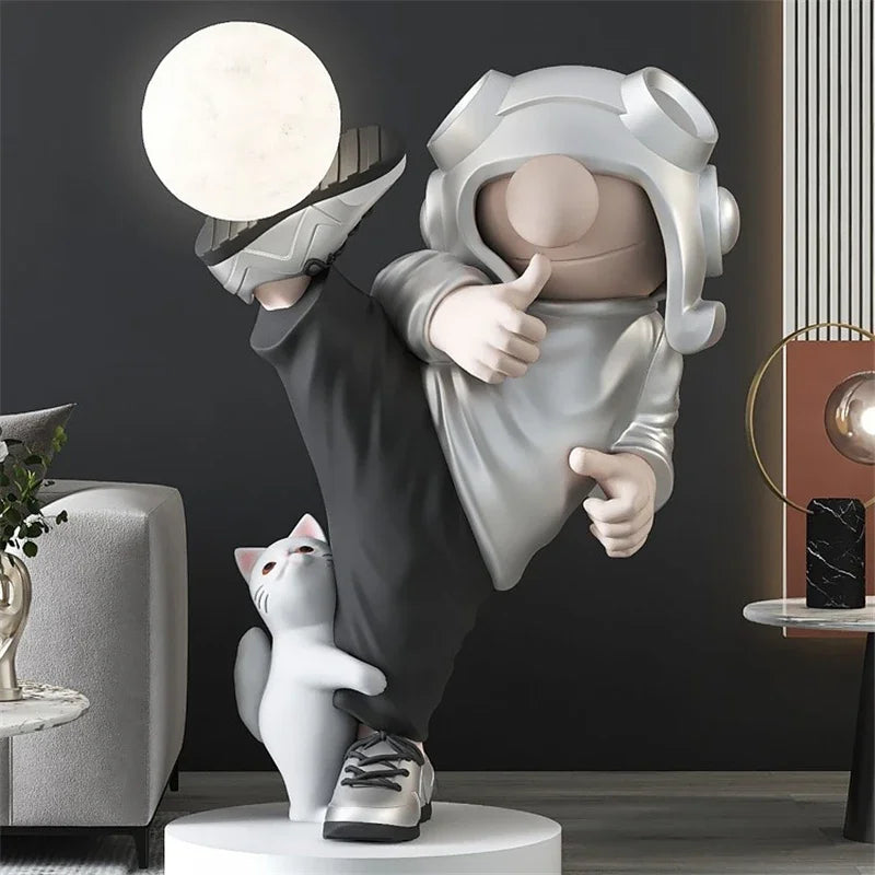 lampe de bureau astronaute sculpture moderne en résine décorative artisanale - vue 8 sur 8