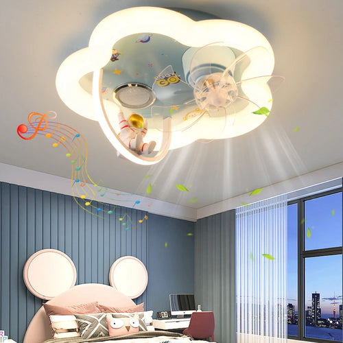 plafonnier led astronaute avec ventilateur et musique bluetooth - vue 2 sur 9