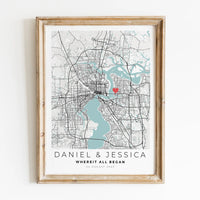 carte de ville personnalisée pour un cadeau romantique unique