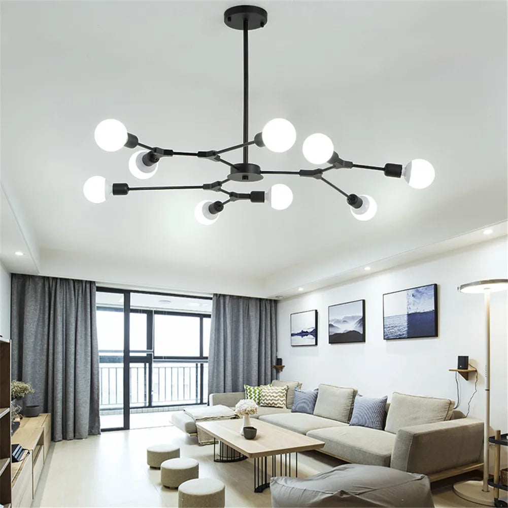 lustre moderne spoutnik satellite lampe suspendue 3 6 9 branches - vue 6 sur 12