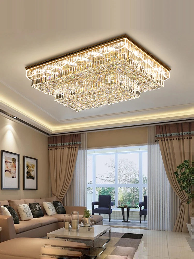 plafonnier led variable en cristal et acier inoxydable pour intérieur moderne - vue 6 sur 12