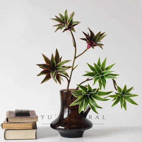 plante tropicale en pot avec palmier et bambou décoratif - vue 3 sur 18