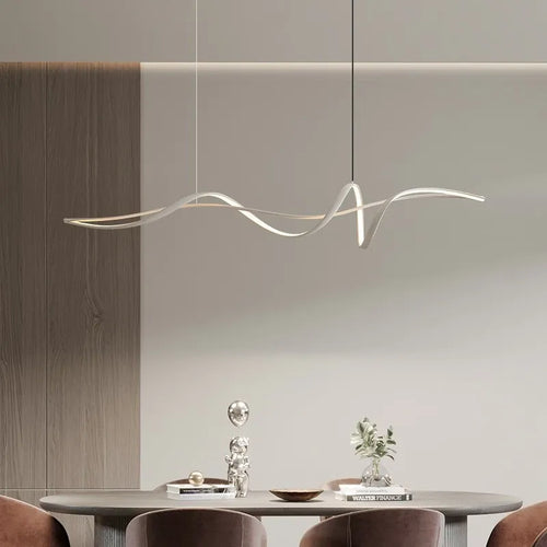 Nouveau ruban forme Design salle à manger LED lustre en aluminium simplicité salon maison décoration intérieure éclairage de Table