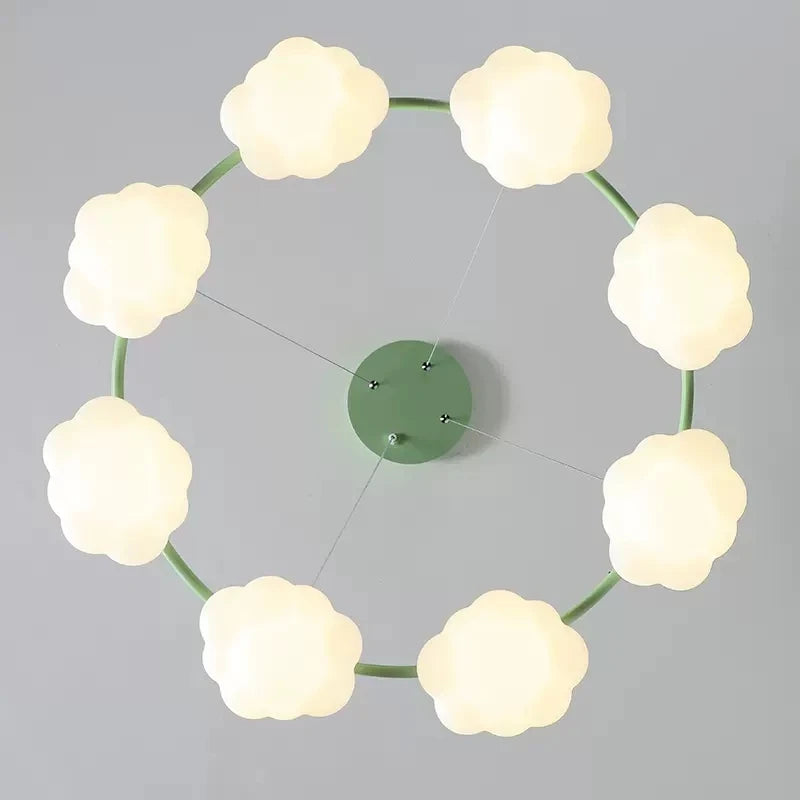Lampe lustre nuage vert télécommande salle manger