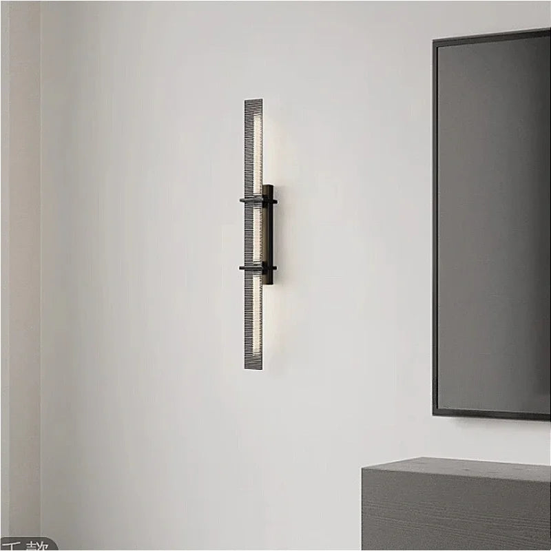 applique murale en verre à rayures cuivre pour décoration intérieure - vue 4 sur 8