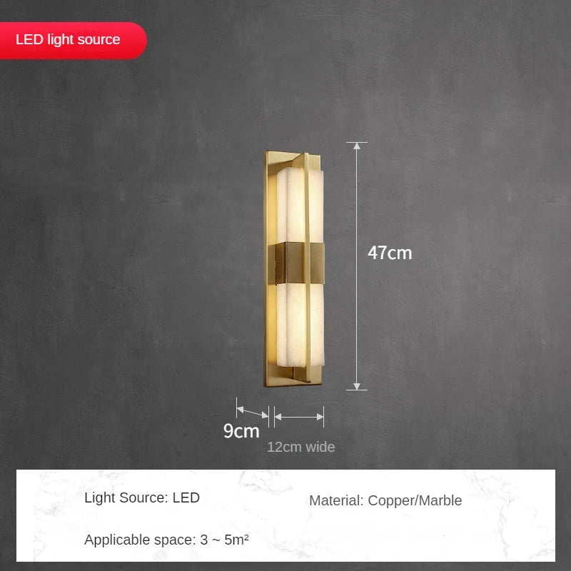 applique murale led en cuivre avec bande de marbre espagnole - vue 10 sur 12