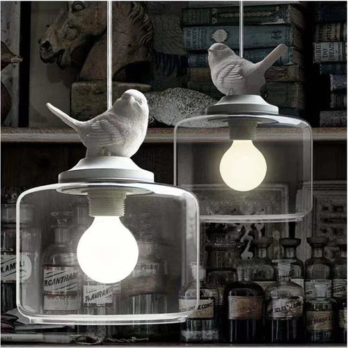 2024 lustre moderne créatif oiseau led en verre