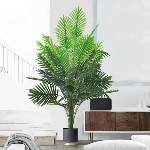 palmier artificiel en plastique avec feuilles de monstera pour jardin - vue 3 sur 9
