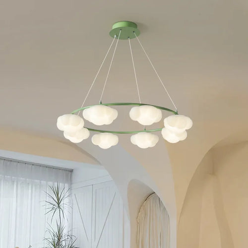 Lampe lustre nuage vert télécommande salle manger