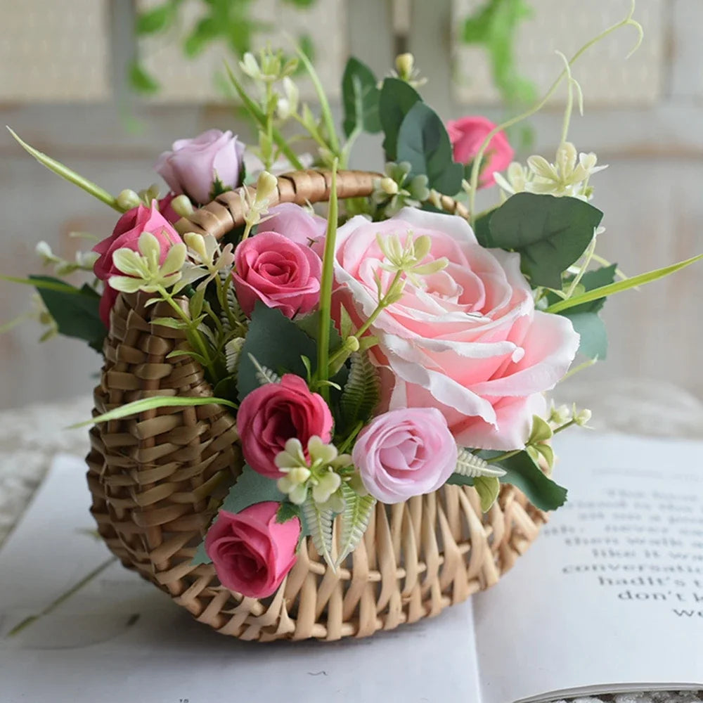 panier en rotin et osier pour fleurs et rangement - vue 6 sur 7