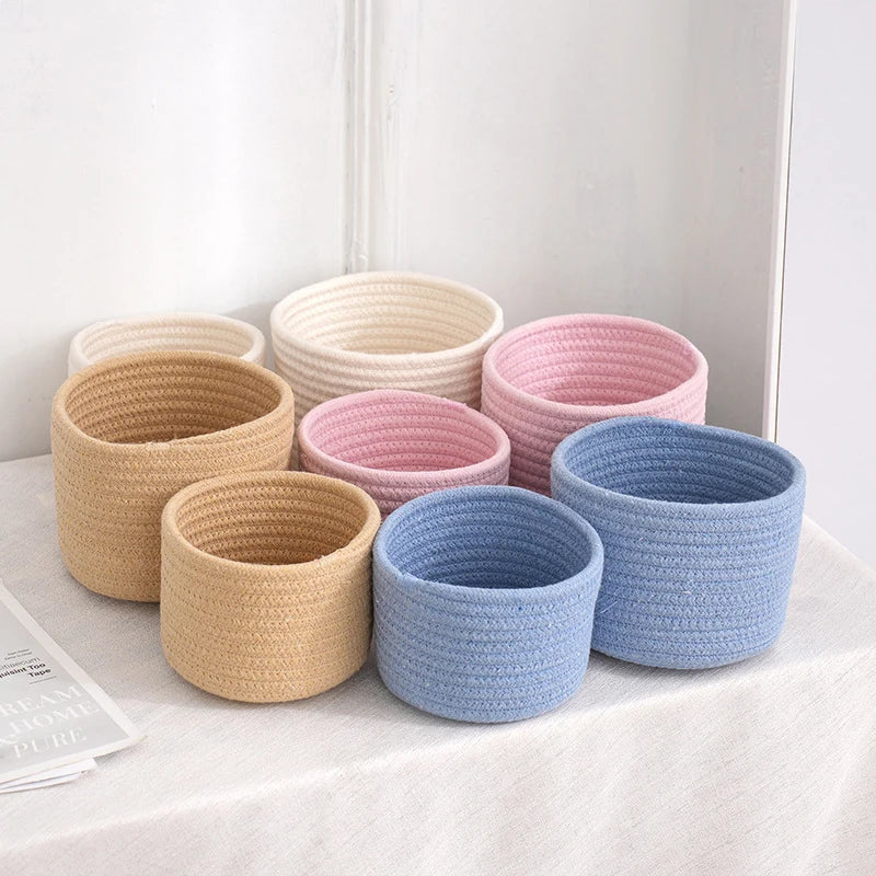 Panier en Corde de Coton Pliable Panier de Rangement Tissé Ovale avec Panier en Corde de Coton Pliable Panier de Rangement Tissé Ovale avec