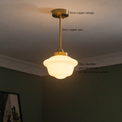 suspension led en verre avec prise en cuivre nordique moderne - vue 29 sur 28