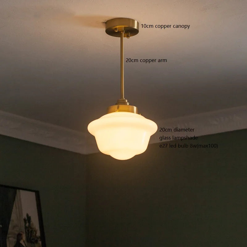 suspension led en verre avec prise en cuivre nordique moderne - vue 28 sur 28