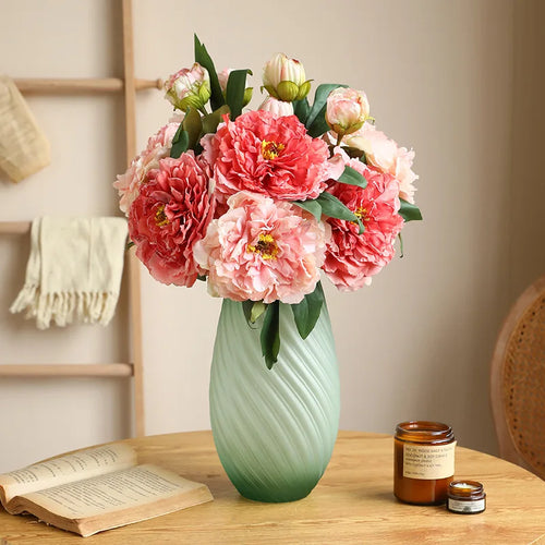 bouquet de pivoines artificielles en soie pour mariage et décoration intérieure - vue 3 sur 21
