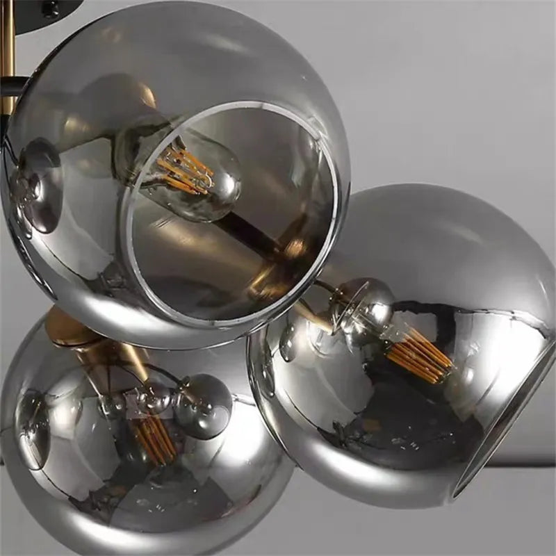Lampe Plafonnier Verre Nordique Noir Or - vue 7 sur 12