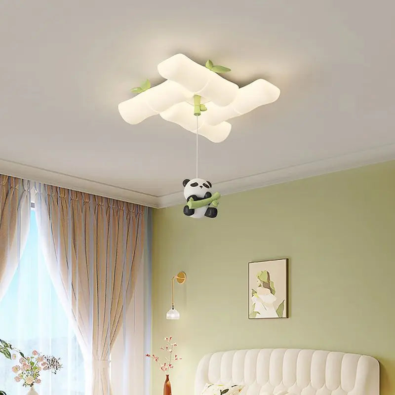 plafonnier panda en bambou pour chambre d'enfant et maternelle - vue 5 sur 8