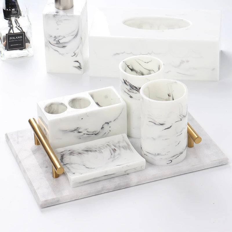 support brosse à dents créatif en résine marbrée multifonction