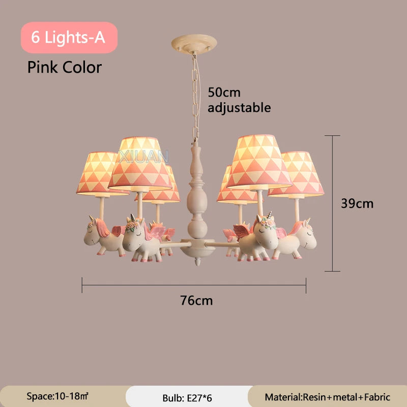 lustre licorne dessin animé pour chambre d'enfant suspendu - vue 14 sur 24