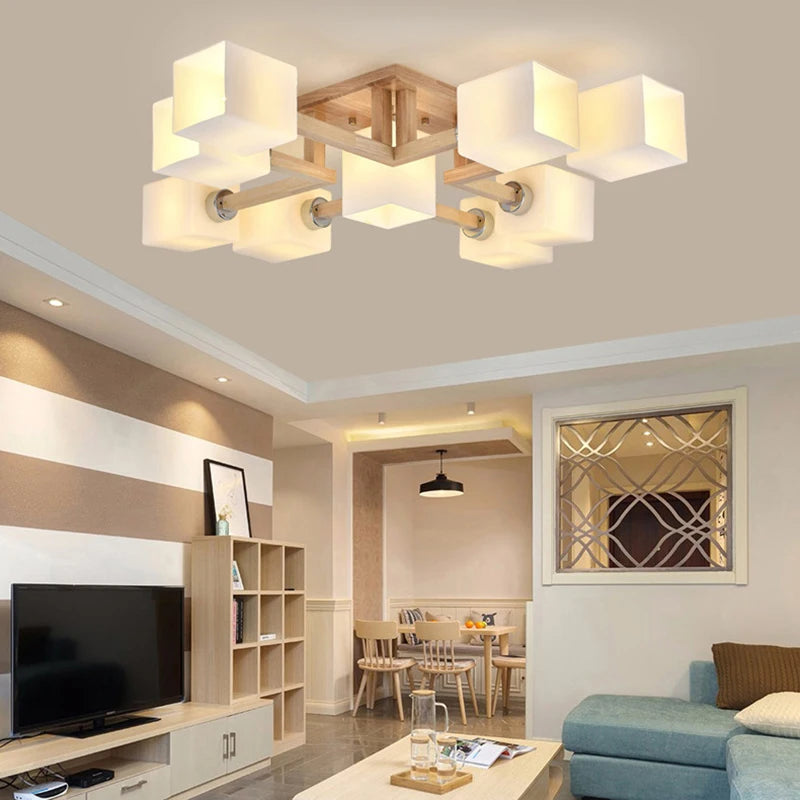 Plafonnier design en bois style japonais
