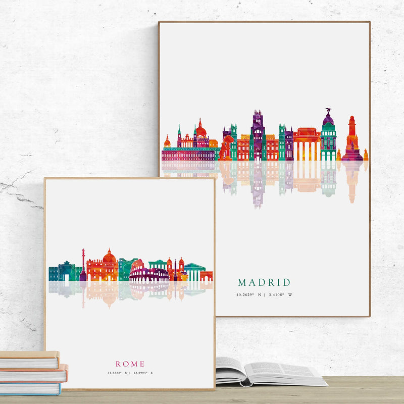 affiches art mural des skylines de grandes villes
