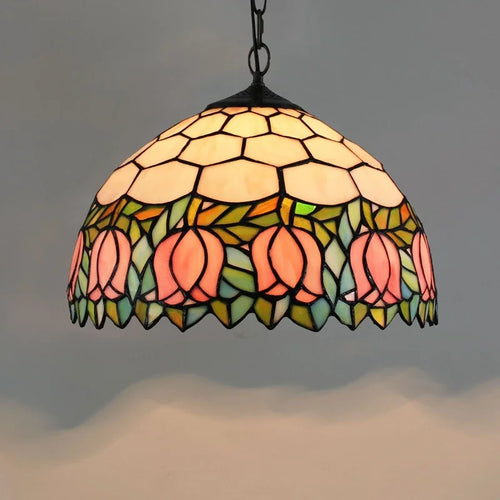 Lustre en verre coloré Tiffany rétro européen - vue 29 sur 29