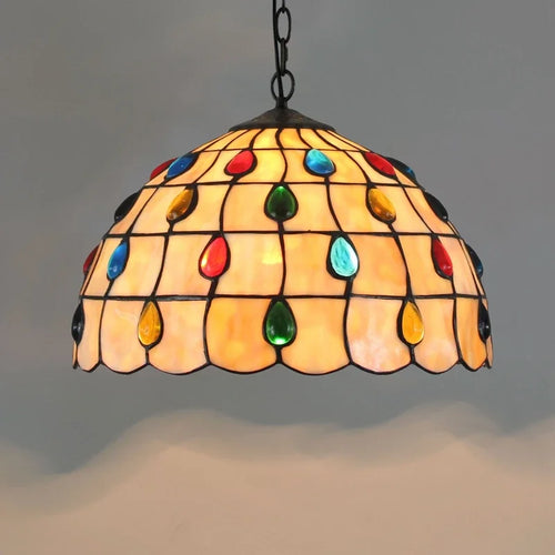 Lustre en verre coloré Tiffany rétro européen - vue 21 sur 29