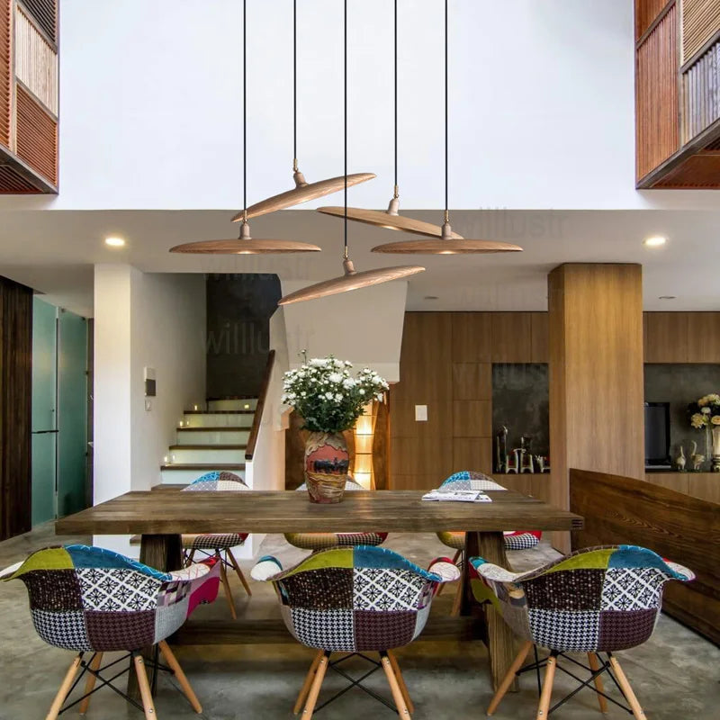 Suspension en bois lampe à Suspension en bois Design minimaliste lustre de plafond suspendu salle à manger Restaurant hôtel