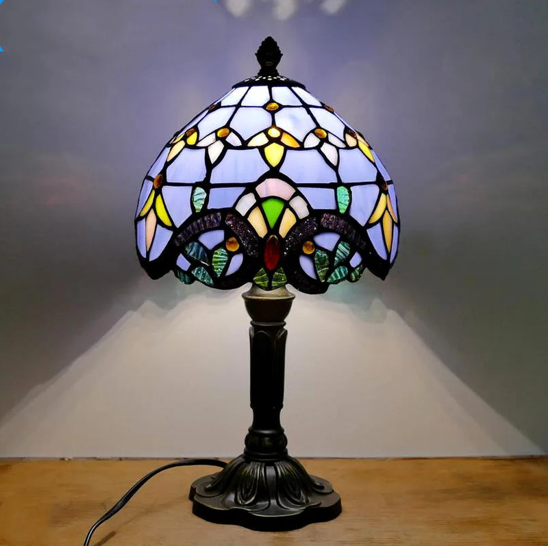 lampe à poser rétro style méditerranéen en vitrail