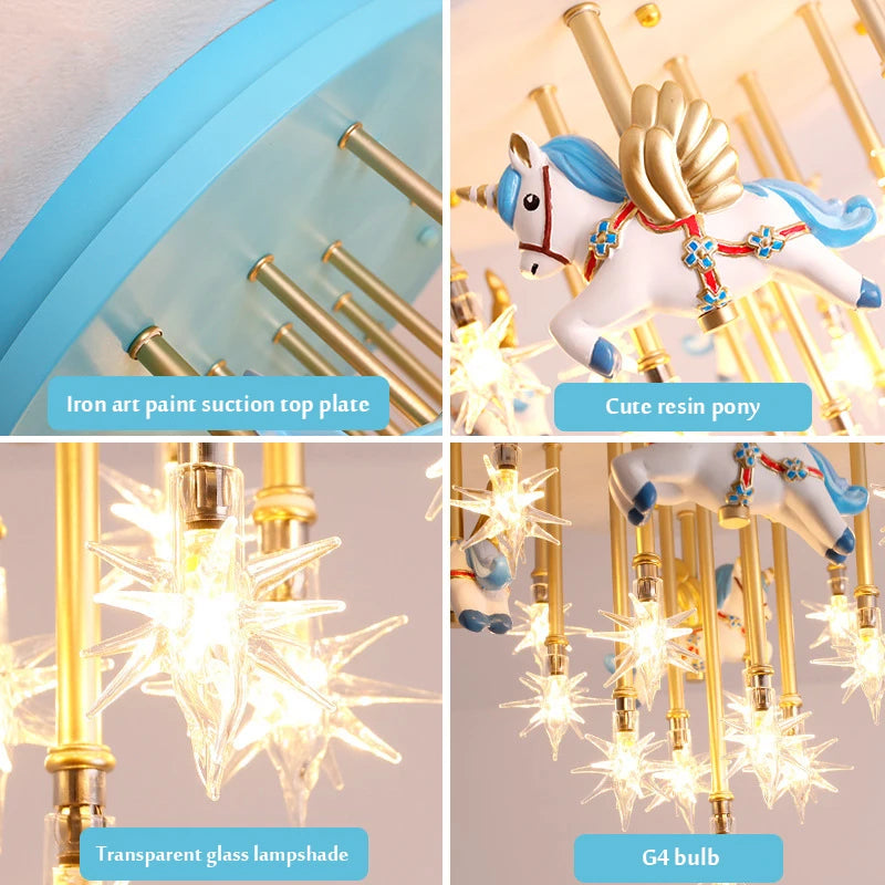 plafonnier moderne licorne étoiles décoration pour enfants intérieur - vue 7 sur 10