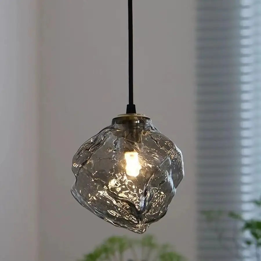 lustre en verre fumé éclairage moderne pour cuisine et bar - vue 3 sur 9