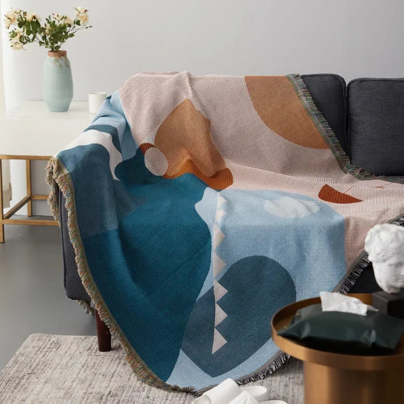 plaid géométrique nordique multiusage pour canapé et lit - vue 4 sur 7