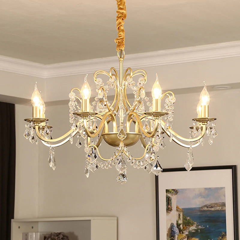 lustre en cristal vintage avec bougie led pour un éclairage élégant - vue 4 sur 10