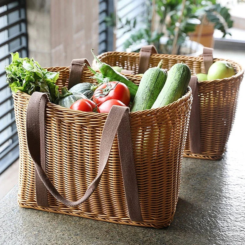panier de pique-nique en osier pour rangement et courses - vue 3 sur 22