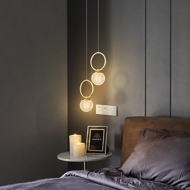 Suspension design LED luxury en verre cristal Ball