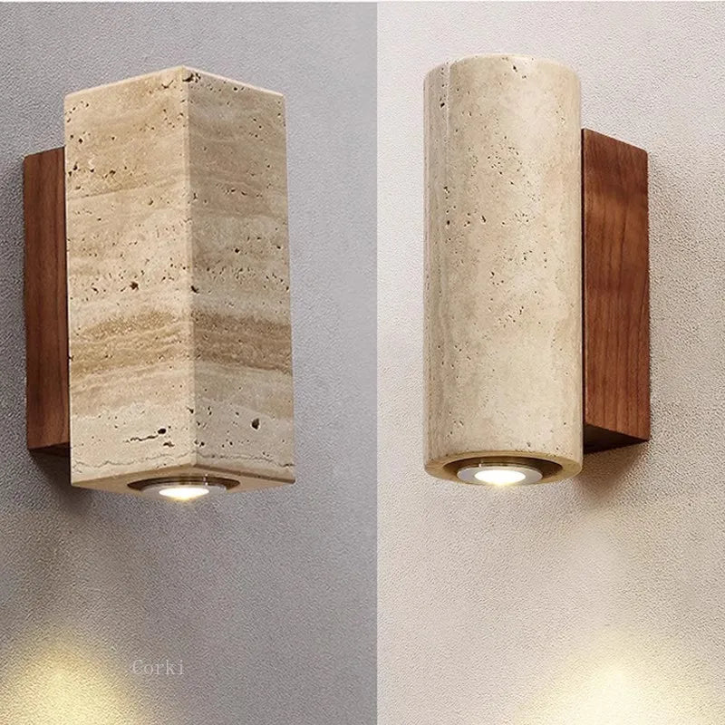 applique murale led wabi sabi en travertin décoratif d'intérieur - vue 2 sur 10