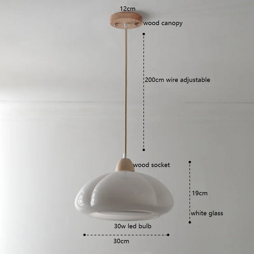 suspension citrouille verre led style japonais vintage bois - vue 11 sur 15