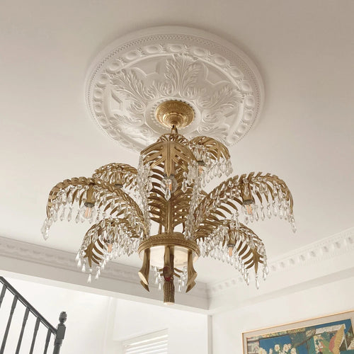 lustre en cuivre avec cristal pour décoration élégante et rétro - vue 4 sur 11