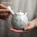 Theiere ceramique ru kiln motif chat poignee laterale