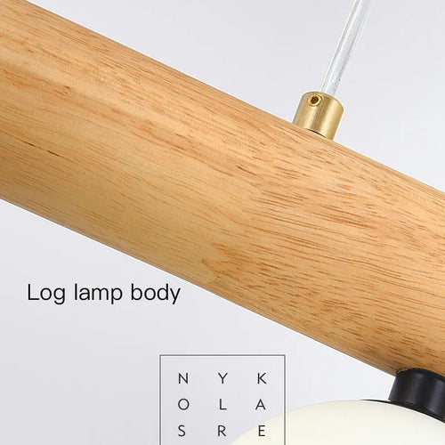 lustre moderne en bois et verre laiteux pour espaces contemporains - vue 6 sur 9