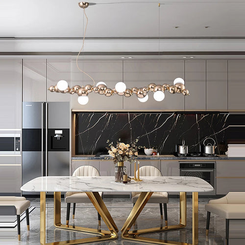 suspension design led art déco en or chromé pour intérieur élégant - vue 6 sur 16