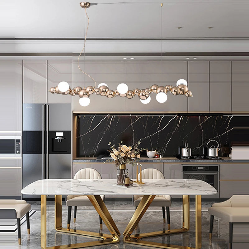 suspension design art déco en or chromé pour éclairage moderne