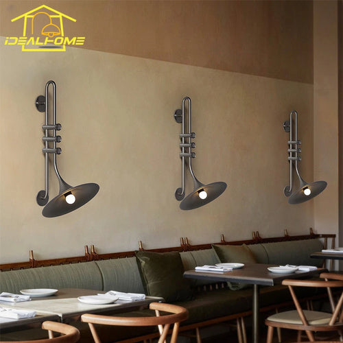applique murale led saxophone au style industriel romantique pour restaurant - vue 2 sur 9