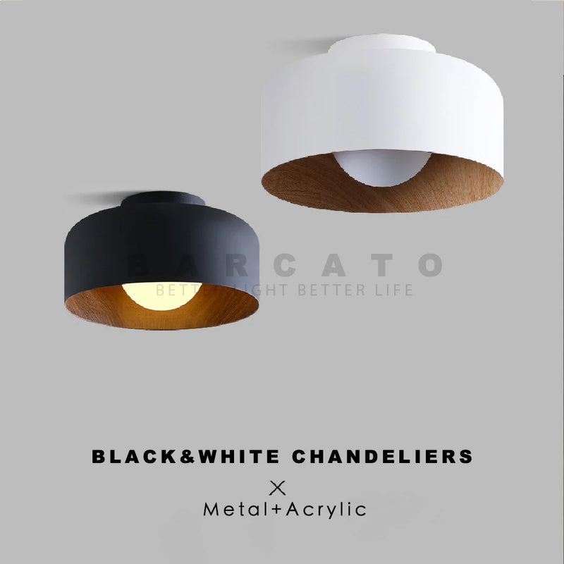 Nordique moderne noyer bois Texture Led plafonnier pour chambre salon cuisine étude allée balcon rond G9 lustre lumière