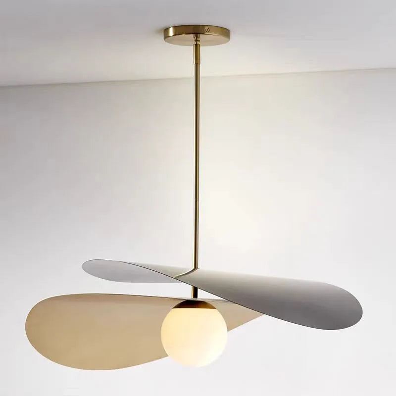 suspension design en métal style loft et tissu lotus - vue 6 sur 7