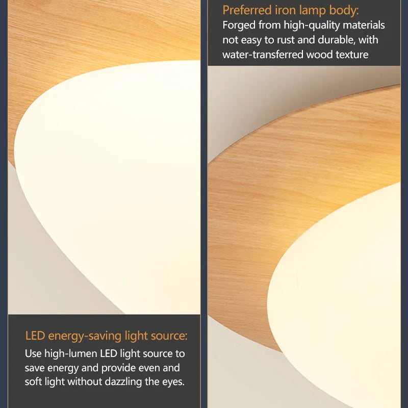 Plafonnier LED nordique texture bois pour chambre salon salle à manger étude couloir lustre intérieur décoration de la maison luminaire