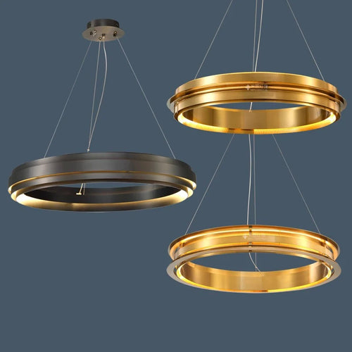 lustre led italien post-moderne avec anneau de suspension - vue 2 sur 12