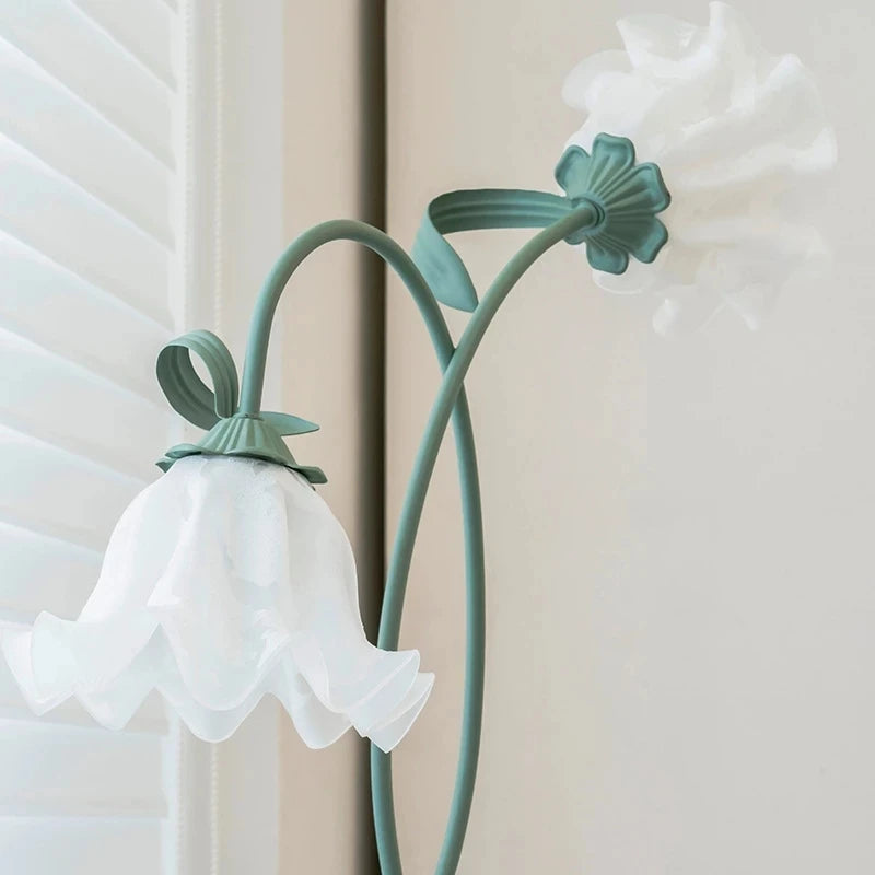 lampadaire vintage style pastoral avec appliques en verre - vue 4 sur 7