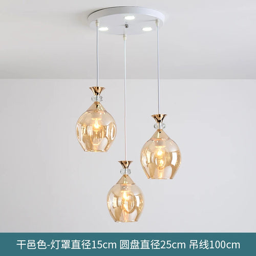 lustre suspendu en verre teinté pour décoration nordique de restaurant - vue 13 sur 12